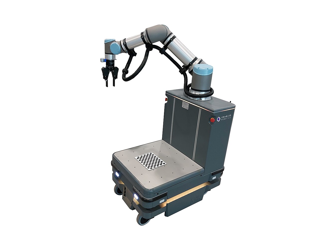 Mobile Industrial Robots (MiR) MiR250: MiR250 carrying a UR16e arm in the Enabled Robotics ER-FLEX mobile manipulator